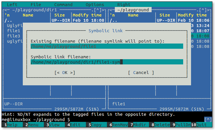 Symbolic link dialog